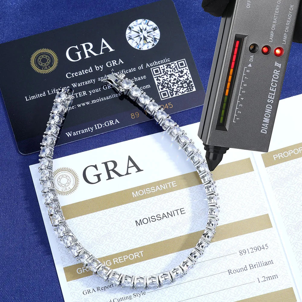 925 Silver VVS Moissanite Tennis Bracelet 2/3/4/5 MM Iced Out Diamond Tennis Chain Pass GRA Diamond Test in Stock
