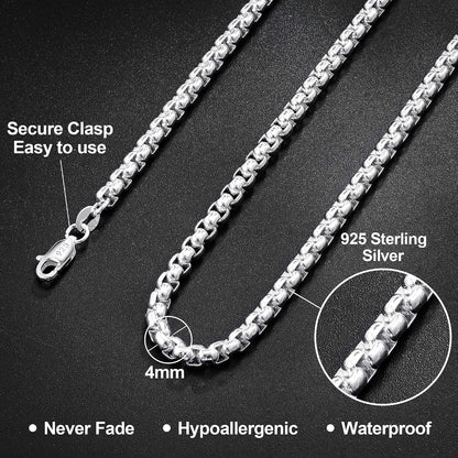 Silver Chain for Men, 925 Sterling Silver Chain Silver Necklace for Men
