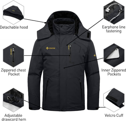 Men'S Winter Coat 3-In-1 Ski Snow Jacket with Puffer Liner