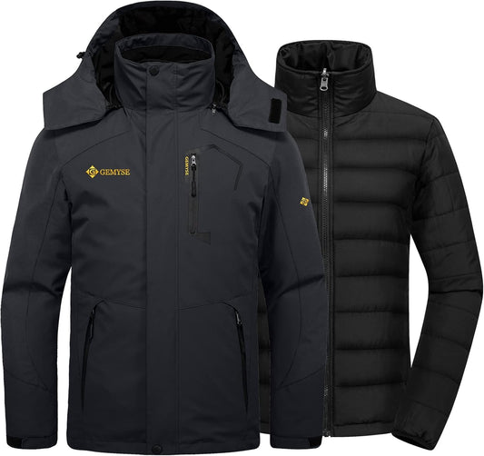 Men'S Winter Coat 3-In-1 Ski Snow Jacket with Puffer Liner