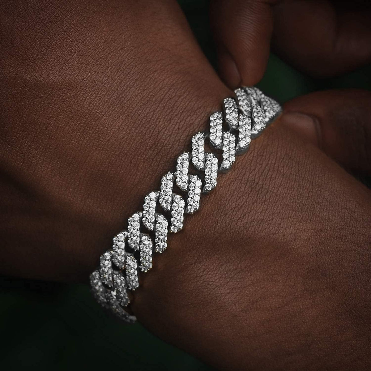 12Mm Real 18K or White Gold Plated Diamond Iced Out Cuban Link Chain or Bracelet Hip Hop Miami Necklace Prong-Setting Choker for Men Women
