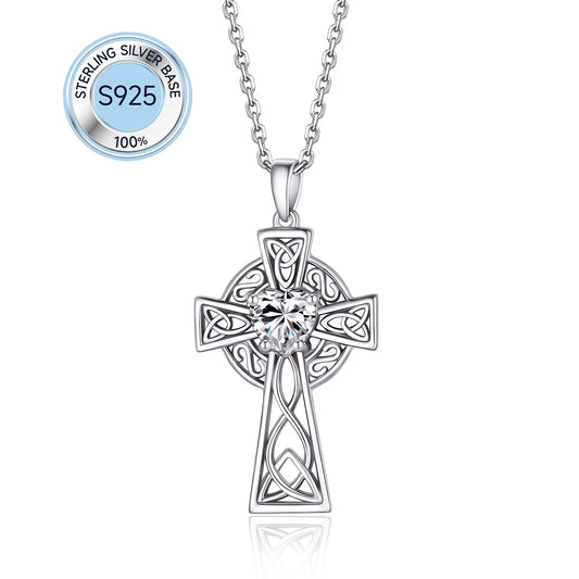1 Carat Moissanite Cross Necklace for Women 925 Sterling Silver Easter Christian Mother'S Day Gifts