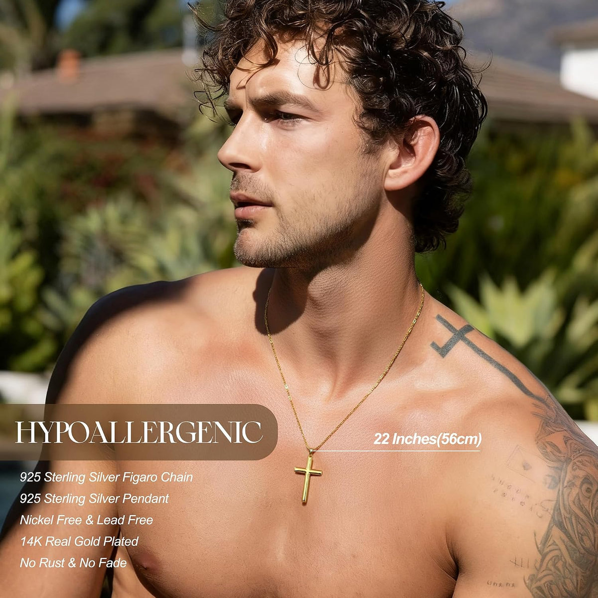 Solid 925 Sterling Silver Cross Necklace for Men Women 16-24 In
