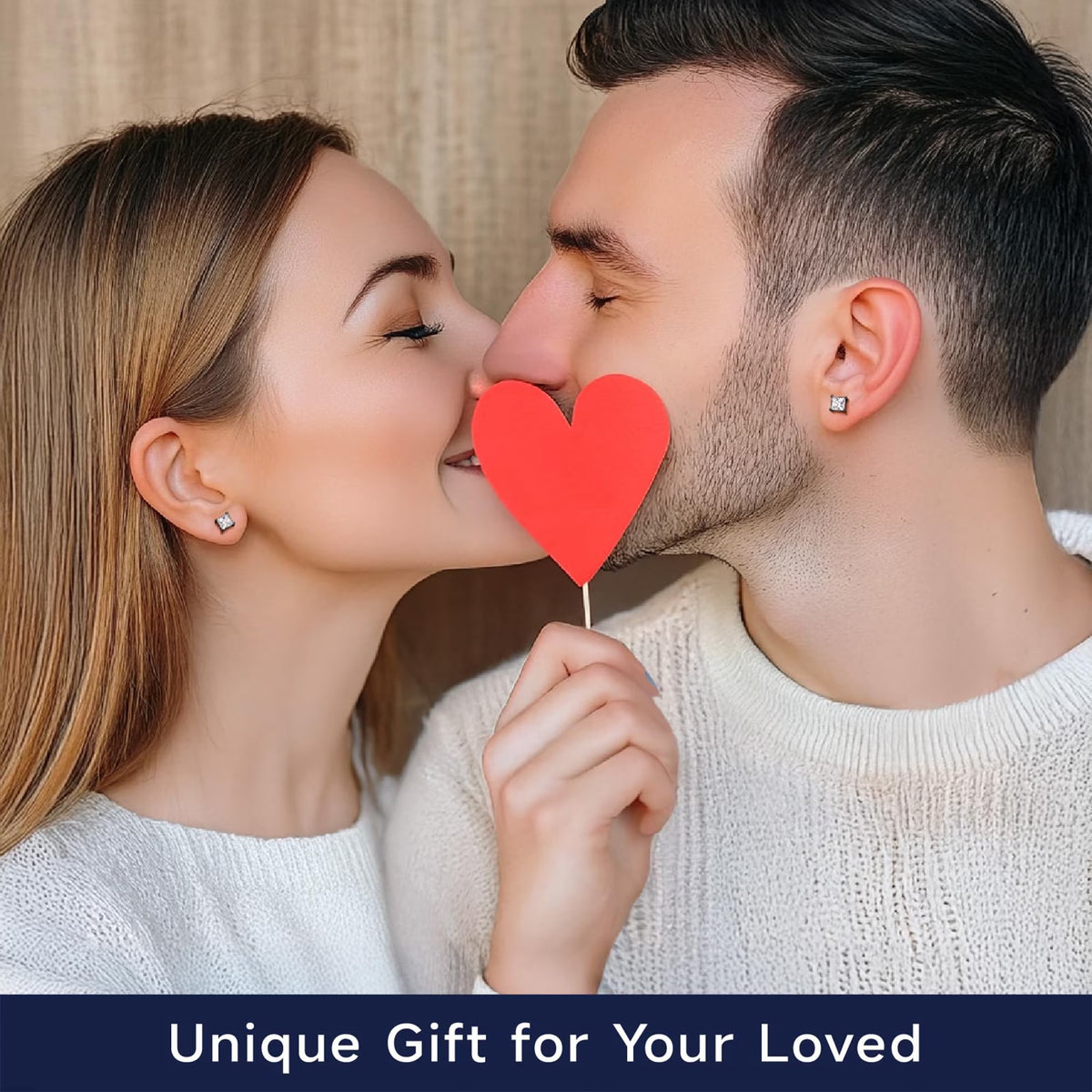 Black Moissanite Stud Earrings for Men, 2Carat Princess Cut Simulated Diamond S925 Sterling Silver Earrings