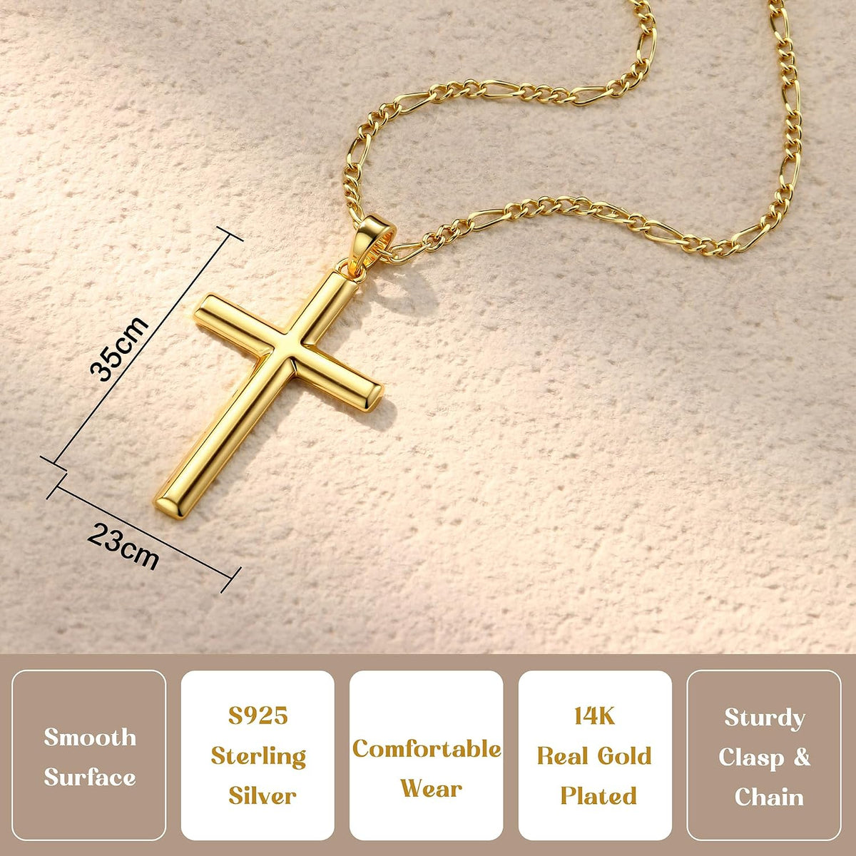 Solid 925 Sterling Silver Cross Necklace for Men Women 16-24 In