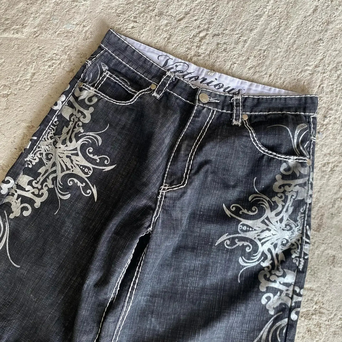 Denim Shorts Hip Hop Heraldic Embroidered Boy and Girlfriend Punk Casual Basketball Shorts Y2K Harajuku Retro Street Wear