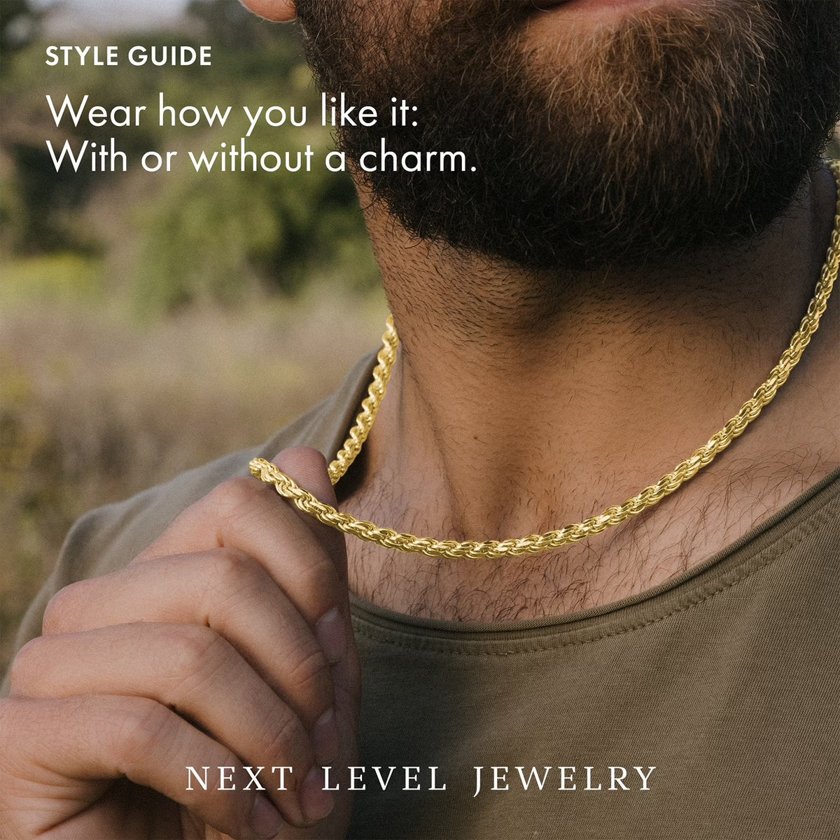 Solid 14K Gold Vermeil Sterling Silver Rope Diamond-Cut Necklace Chains 1.5MM - 5.5MM, Gold Chain for Men & Women, Made in Italy,