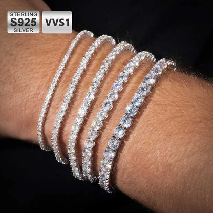925 Silver VVS Moissanite Tennis Bracelet 2/3/4/5 MM Iced Out Diamond Tennis Chain Pass GRA Diamond Test in Stock