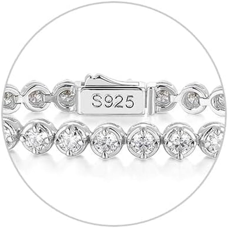 Sterling Silver 14K Gold Plated 2.5Mm/3Mm/4Mm/5Mm round Cut Moissanite Tennis Bracelet, Classic Luxury Bezel Set Diamond Bracelets for Women Men Wedding Birthday Jewelry, Size 6.5" 7" 7.5" 8.3"