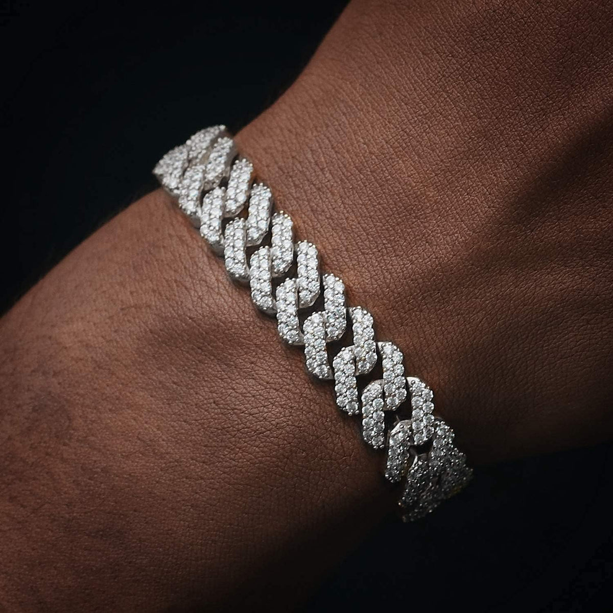 12Mm Real 18K or White Gold Plated Diamond Iced Out Cuban Link Chain or Bracelet Hip Hop Miami Necklace Prong-Setting Choker for Men Women