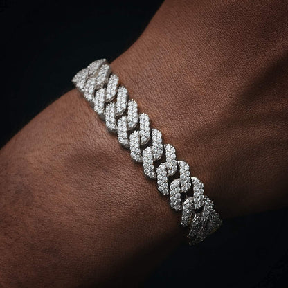 12Mm Real 18K or White Gold Plated Diamond Iced Out Cuban Link Chain or Bracelet Hip Hop Miami Necklace Prong-Setting Choker for Men Women