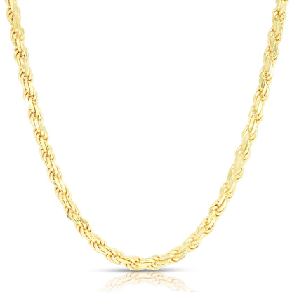 Solid 14K Gold Vermeil Sterling Silver Rope Diamond-Cut Necklace Chains 1.5MM - 5.5MM, Gold Chain for Men & Women, Made in Italy,