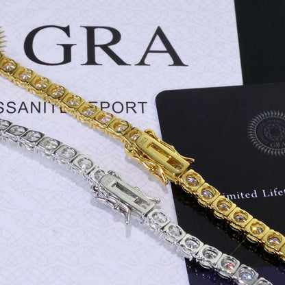 925 Silver VVS Moissanite Tennis Bracelet 2/3/4/5 MM Iced Out Diamond Tennis Chain Pass GRA Diamond Test in Stock