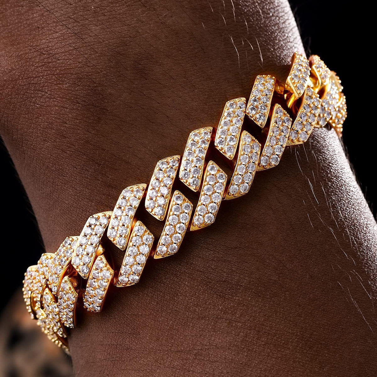 15Mm Full Iced Out Diamond Cuban Link Chain - Hip Hop 18K or White Gold Plated Necklace or Bracelet for Men Women(Birthday Gift