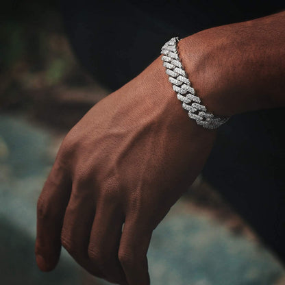 12Mm Real 18K or White Gold Plated Diamond Iced Out Cuban Link Chain or Bracelet Hip Hop Miami Necklace Prong-Setting Choker for Men Women