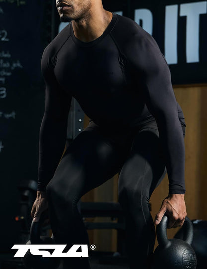 Men'S UPF 50+ Compression Shirts, Cool Dry Long Sleeve Athletic Tops, Sports Baselayer Workout Shirt