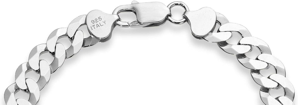 Italian 925 Sterling Silver 9Mm Cuban Link Chain Bracelet for Men