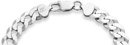 Italian 925 Sterling Silver 9Mm Cuban Link Chain Bracelet for Men