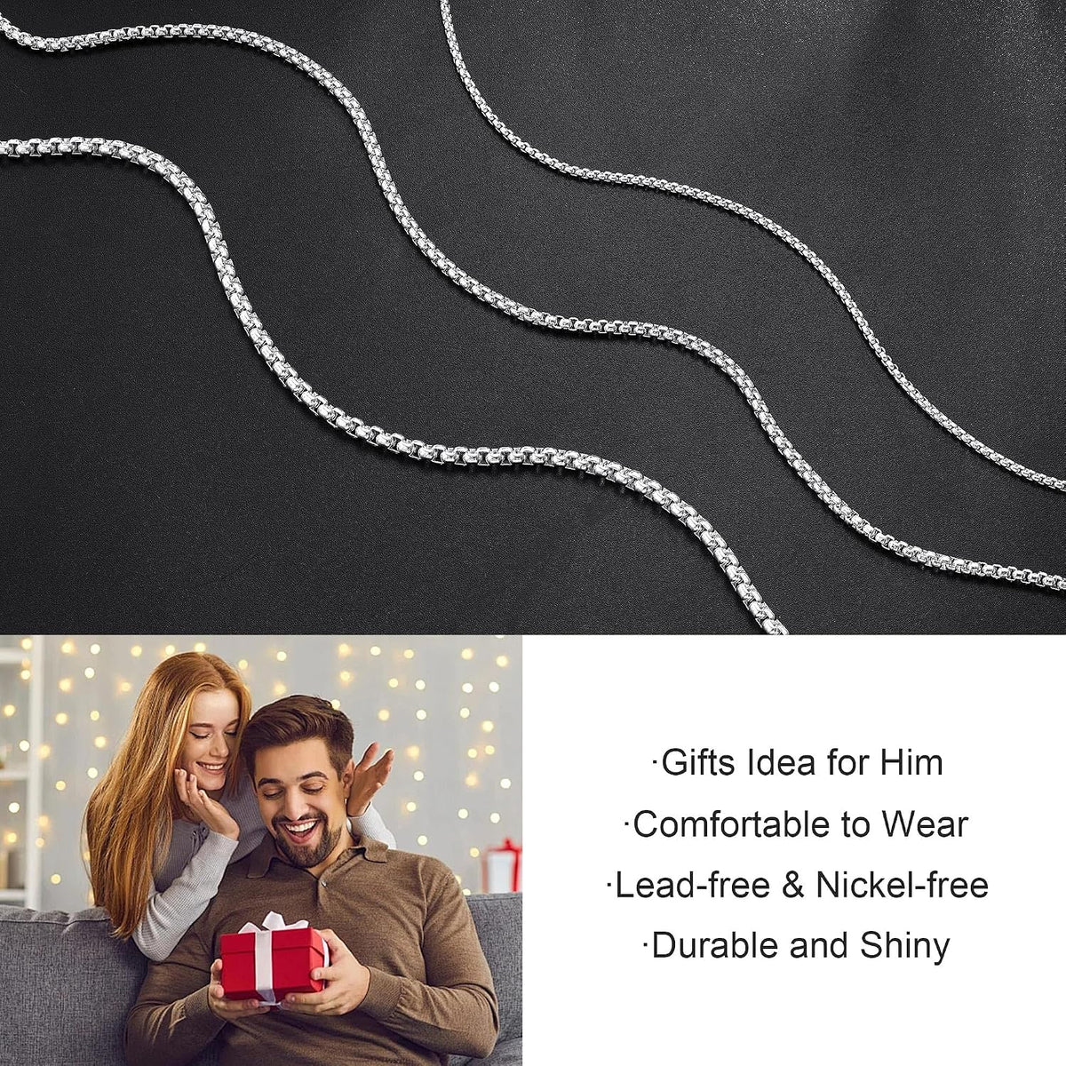 Silver Chain for Men, 925 Sterling Silver Chain Silver Necklace for Men