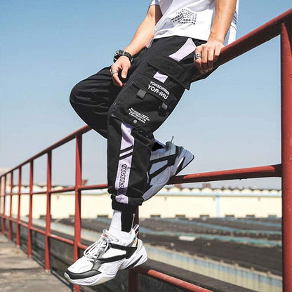 Men'S Streetwear Joggers Casual Sports Pants Baggy Casual Techwear Hip Hop Sweatpants Black Cargo Pants for Men
