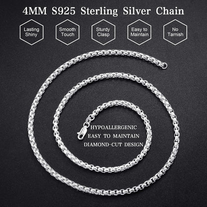 Silver Chain for Men, 925 Sterling Silver Chain Silver Necklace for Men