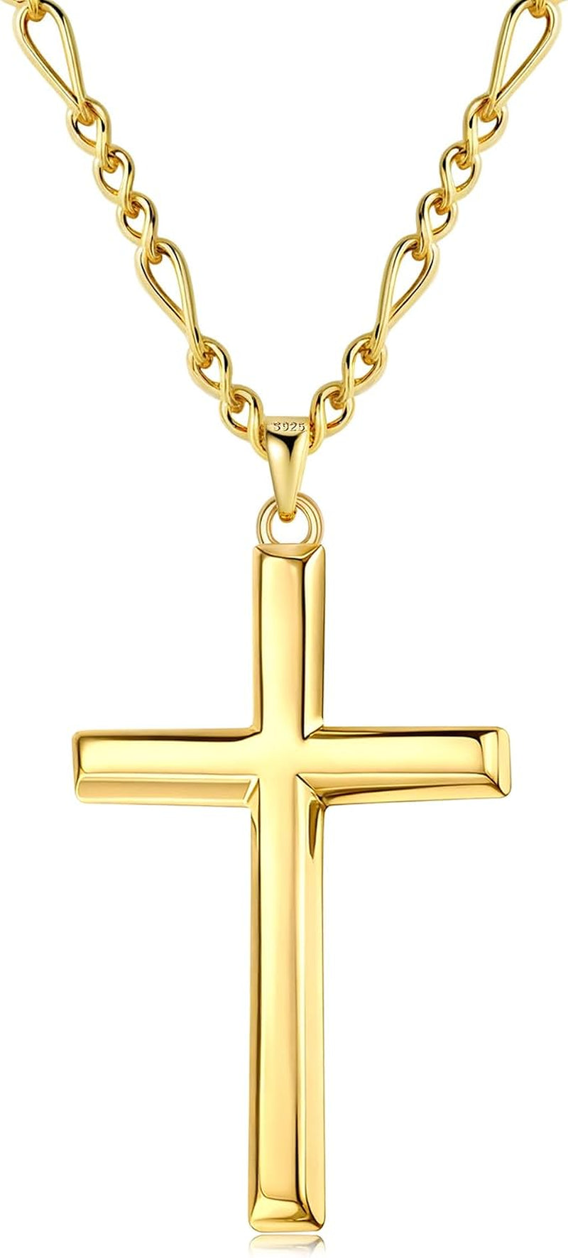 Solid 925 Sterling Silver Cross Necklace for Men Women 16-24 In