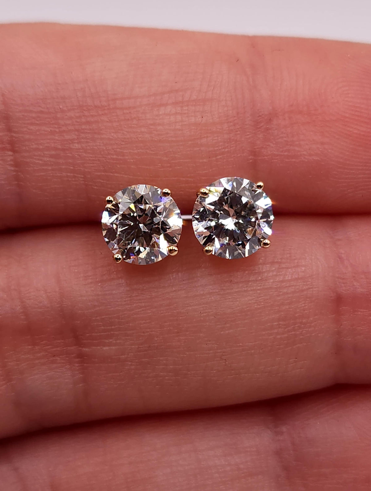 2 Ct 14K Diamond Earrings, 14Kt Gold Lab Grown Diamonds, CVD, Tests as Diamond, VS Diamond Studs, Special Price