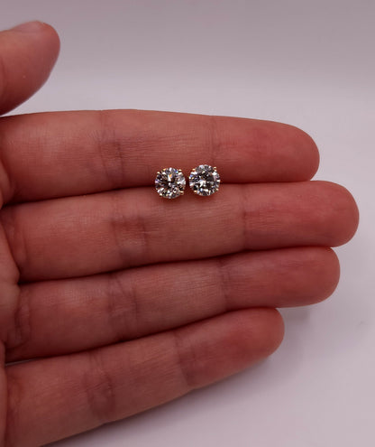 2 Ct 14K Diamond Earrings, 14Kt Gold Lab Grown Diamonds, CVD, Tests as Diamond, VS Diamond Studs, Special Price
