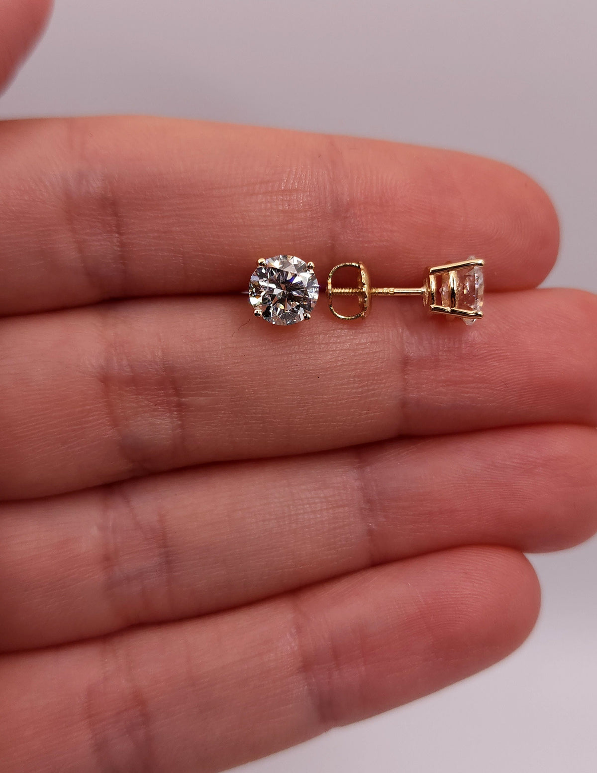 2 Ct 14K Diamond Earrings, 14Kt Gold Lab Grown Diamonds, CVD, Tests as Diamond, VS Diamond Studs, Special Price