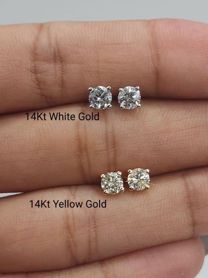 14K 0.50 Ct Diamond Earrings, 14K Gold Lab Grown Diamond Earrings, VS Diamond Studs